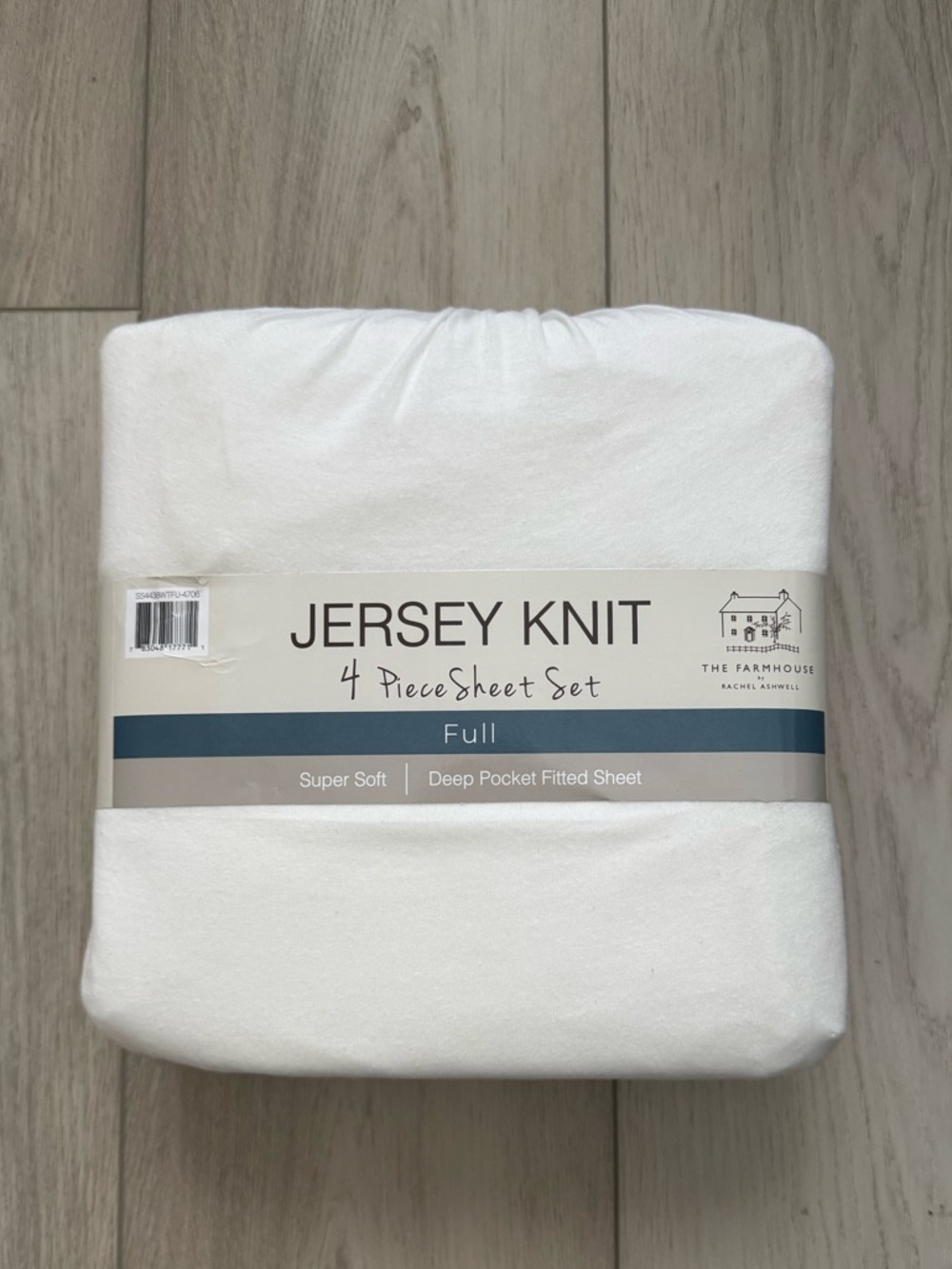 Rachel Ashwell The Farmhouse Jersey Knit 4-Piece Full Sheet Set - White